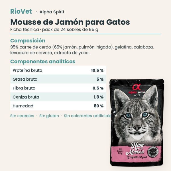 Ficha técnica de Mousse de Jamón para Gatos de Alpha Spirit