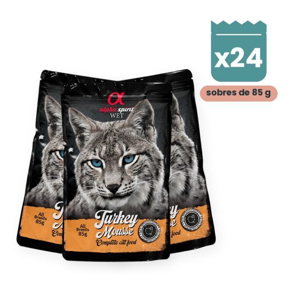 Alpha Spirit Mousse de Pavo para Gatos en Sobre Pack 24x85 g