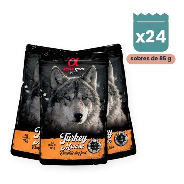 Alpha Spirit Mousse de Pavo para Perros en Sobre 24x85 Gr
