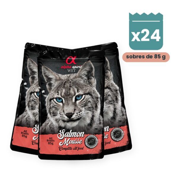 Alpha Spirit Mousse de Salmón para Gatos en Sobre Pack 24x85 g