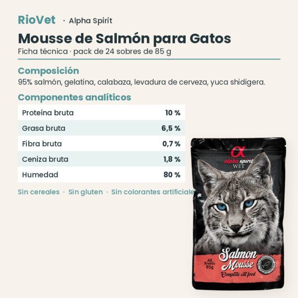 Ficha técnica de Mousse de Salmón para Gatos de Alpha Spirit