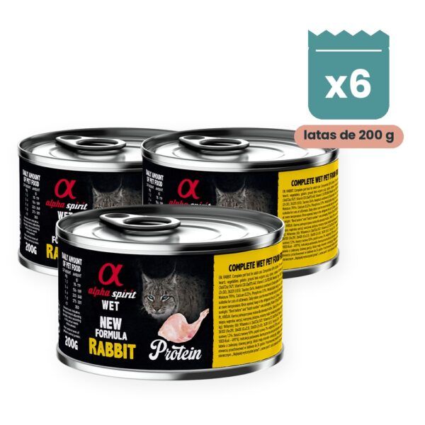 Alpha Spirit Paté de Conejo para Gatos en Lata Pack 6x200 g