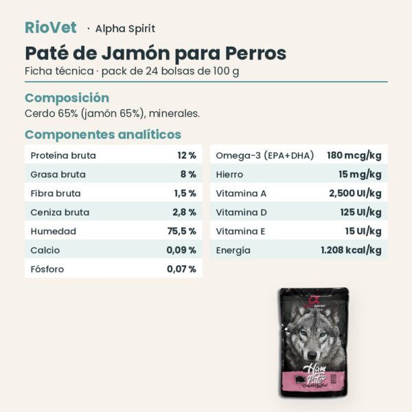 Ficha técnica de Paté de Jamón para Perros de Alpha Spirit