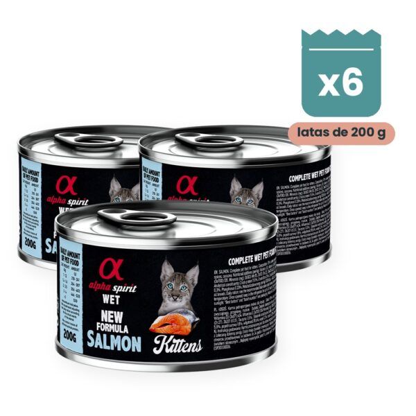 Alpha Spirit Paté de Salmón para Gatitos en Lata Pack 6x200 g