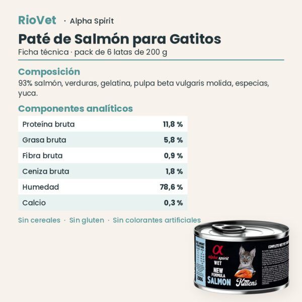 Ficha técnica de Paté de Salmón para Gatitos de Alpha Spirit