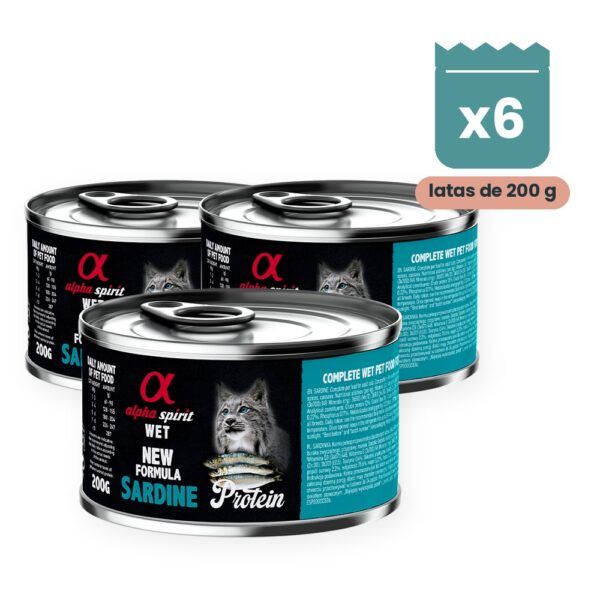 Alpha Spirit Paté de Sardina para Gatos en Lata Pack 6x200 g