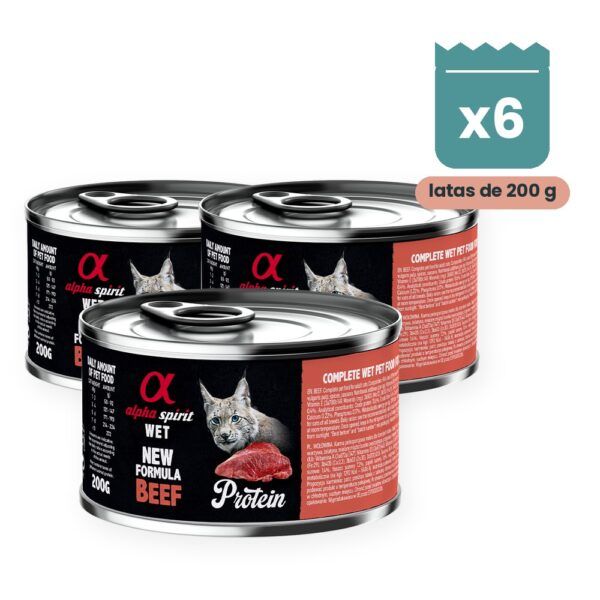 Alpha Spirit Paté de Ternera para Gatos en Lata Pack 6x200 g