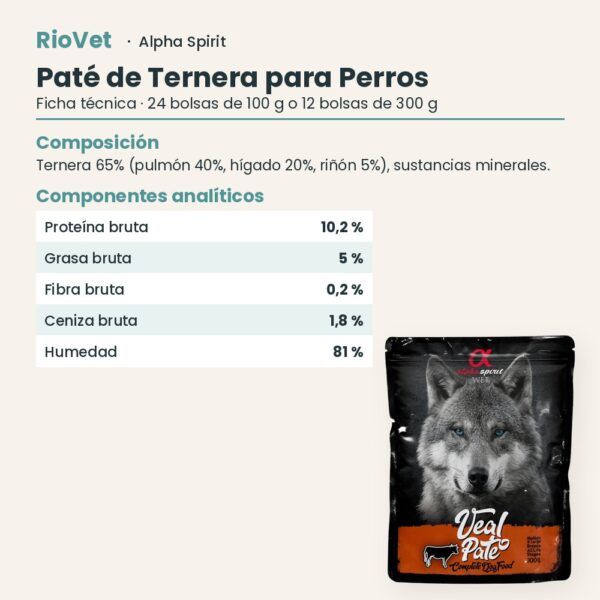 Ficha técnica de Paté de Ternera para Perros de Alpha Spirit