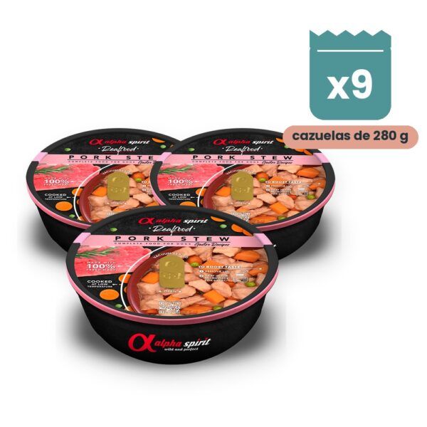 Alpha Spirit Real Food Estofado de Cerdo para Perros Pack 9x280 g