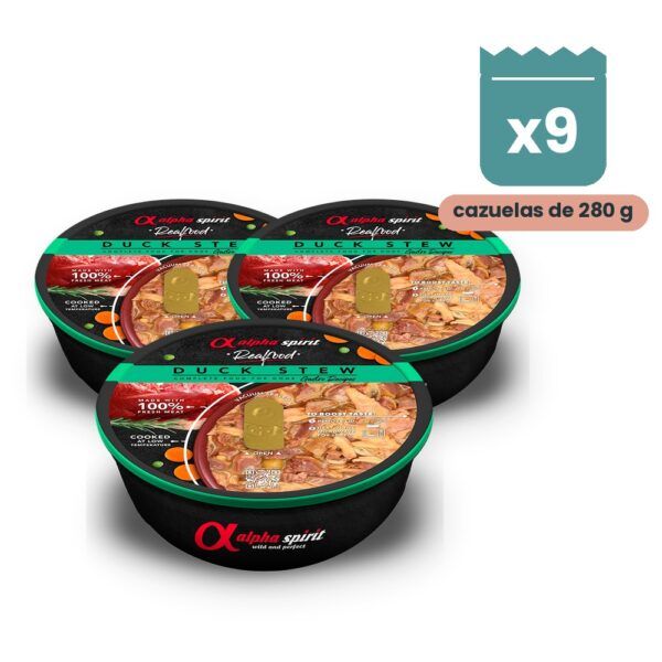 Alpha Spirit Real Food Estofado de Pato para Perros Pack 9x280 g