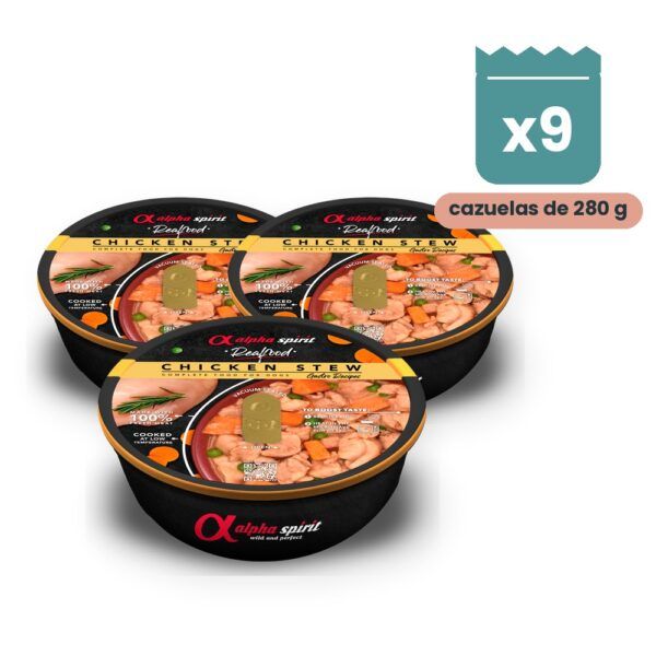 Alpha Spirit Real Food Estofado de Pollo para Perros Pack 9x280 g