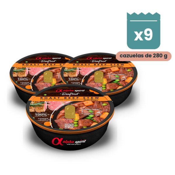 Alpha Spirit Real Food Estofado de Ternera para Perros Pack 9x280 g