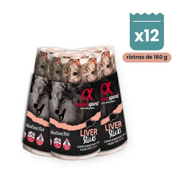 Alpha Spirit Ristra de Barritas de Hígado para Perros Pack 12x160 g