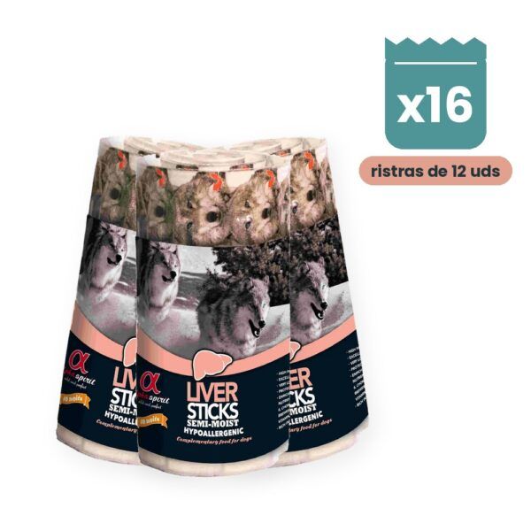 Alpha Spirit Ristra de Barritas de Hígado para Perros Pack 16x12 Unidades