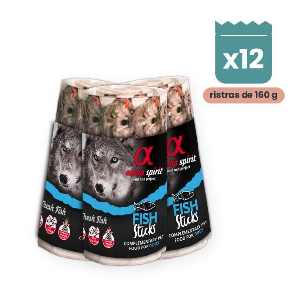 Alpha Spirit Ristra de Barritas de Pescado para Perros Pack 12x160 g