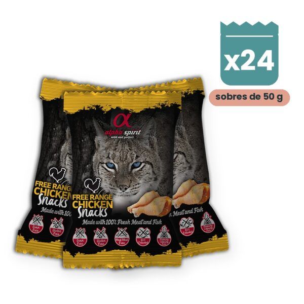 Alpha Spirit Snacks de Ave de Corral para Gatos Pack 24x50 g