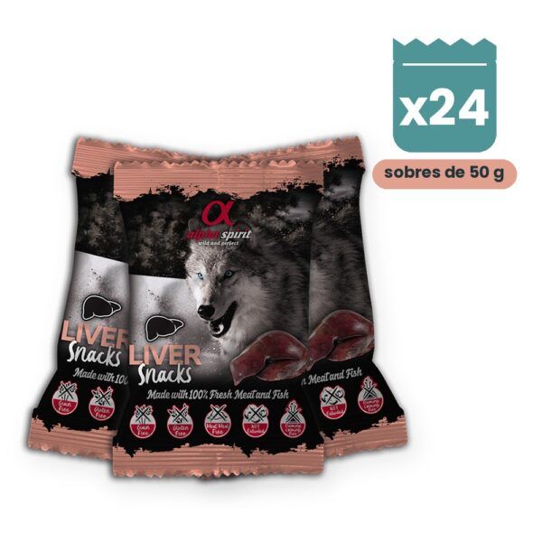 Alpha Spirit Snacks de Hígado para Perros Pack 24x50 g