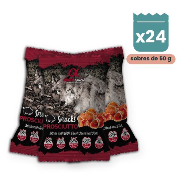 Alpha Spirit Snacks de Jamón para Perros Pack 24x50 g