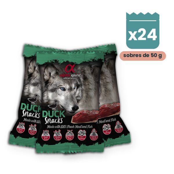 Alpha Spirit Snacks de Pato para Perros Pack 24x50 g