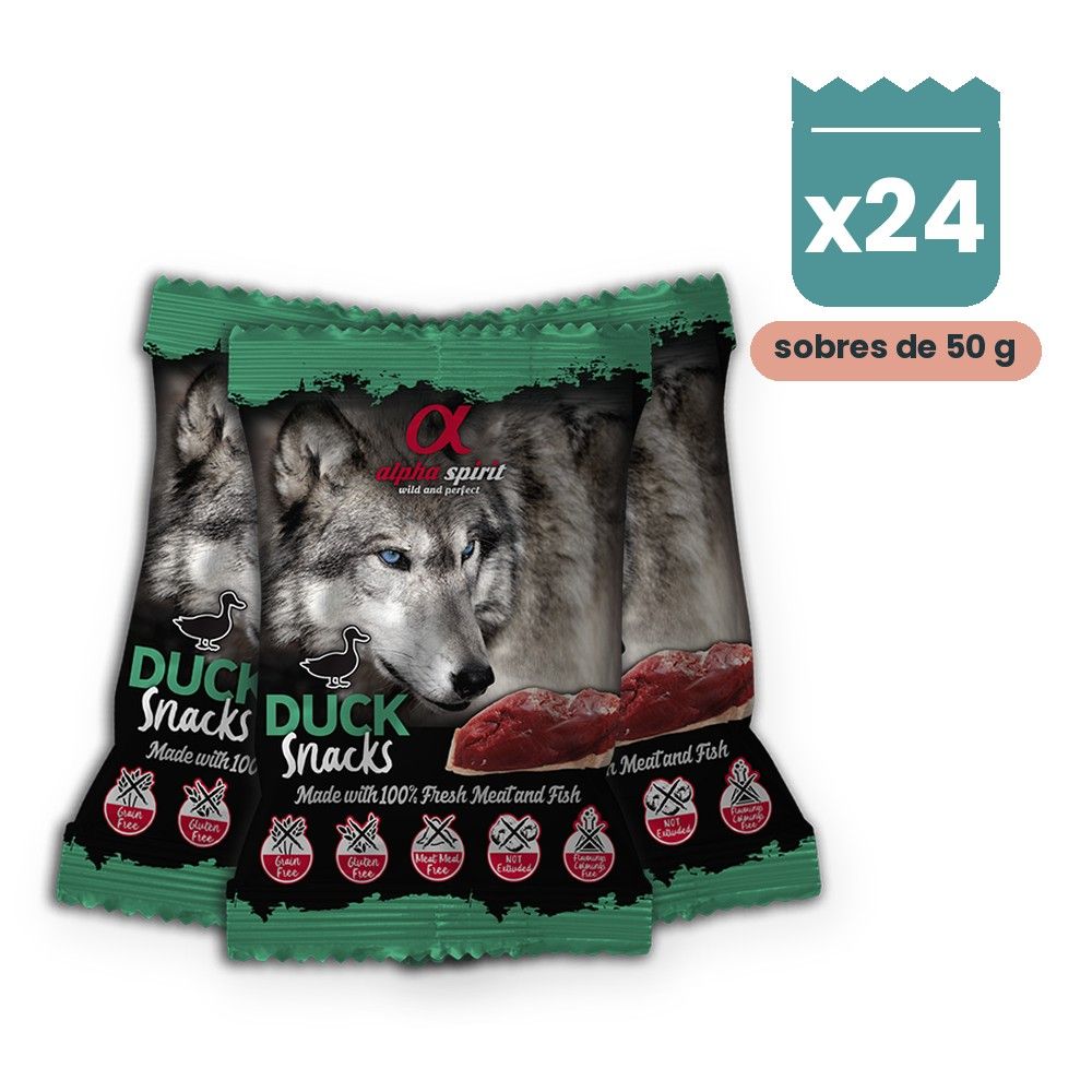 Alpha Spirit Snacks de Pato para Perros Pack 24x50 g Alpha Spirit Snacks de Pato para Perros Pack 24x50 g