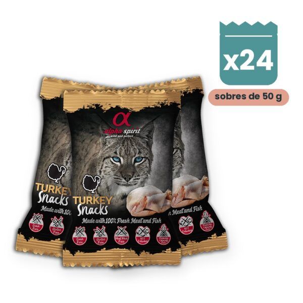 Alpha Spirit Snacks de Pavo para Gatos Pack 24x50 g