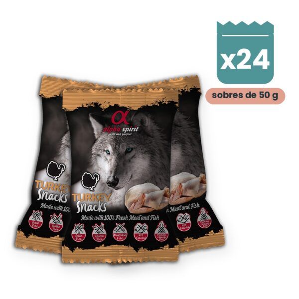 Alpha Spirit Snacks de Pavo para Perros Pack 24x50 g