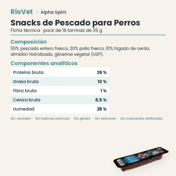 Ficha técnica de Snacks de Pescado para Perros de Alpha Spirit