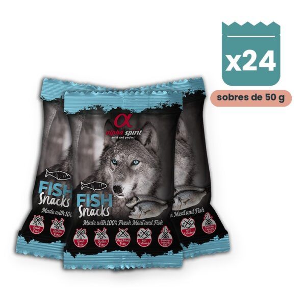 Alpha Spirit Snacks de Pescado para Perros Pack 24x50 g