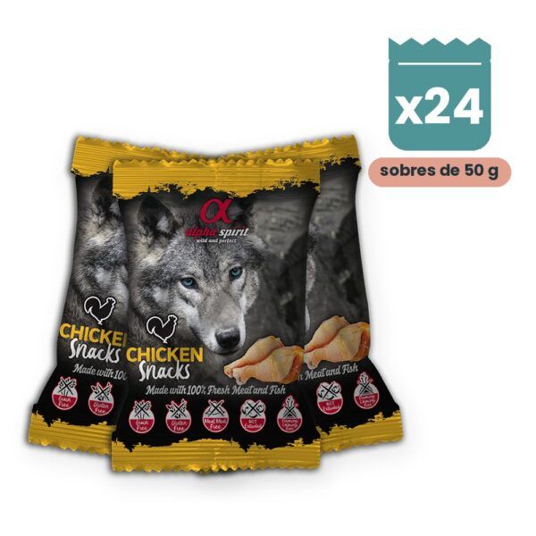Alpha Spirit Snacks de Pollo para Perros Pack 24x50 g
