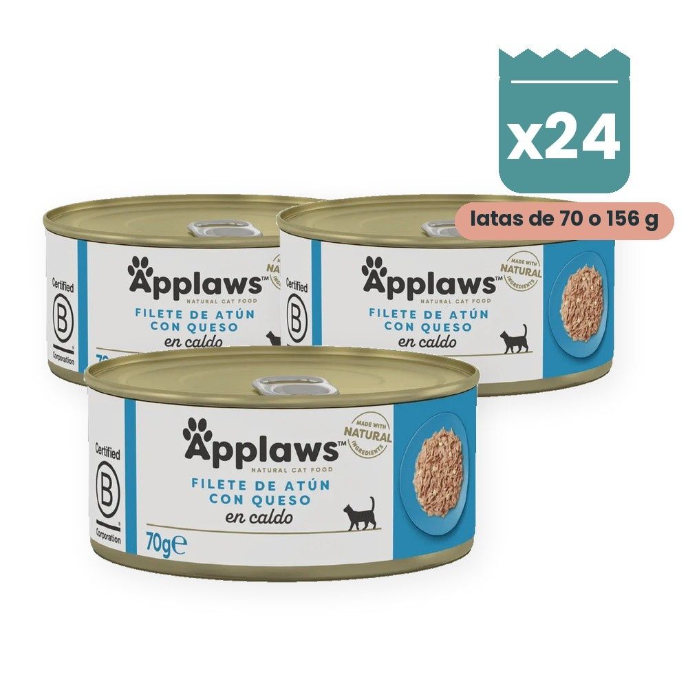 Applaws Latas Atún Con Queso En Caldo Para Gatos Pack 24 Latas