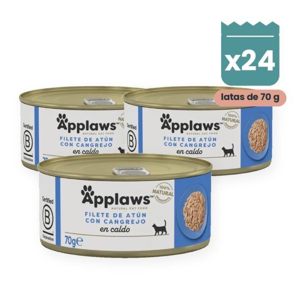 Applaws Latas Atún Y Cangrejo En Caldo Para Gatos Pack 24x70 g