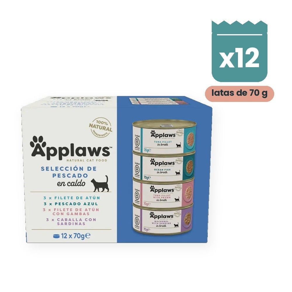 Applaws Latas Selección De Pescado En Caldo Para Gatos Pack 12x70 g