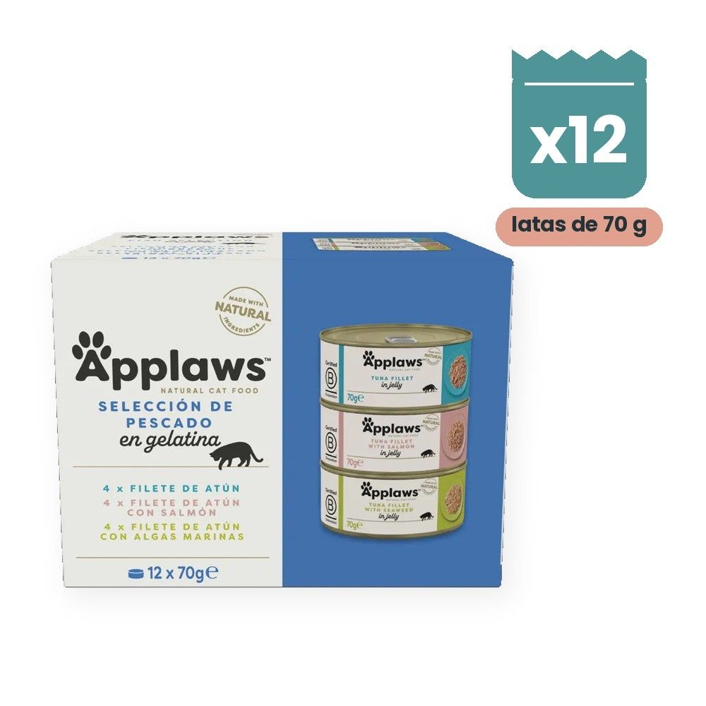 Applaws Latas Selección De Pescado En Gelatina Para Gatos Pack 12x70 g