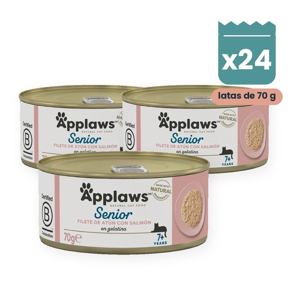 Applaws Senior Latas Atún Y Salmón En Gelatina Para Gatos 24x70 g
