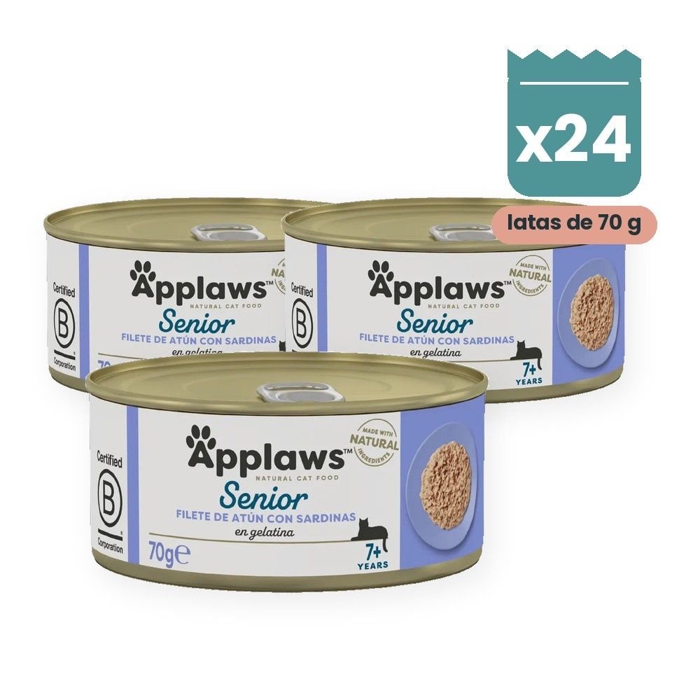 Applaws Senior Latas Atún Y Sardina En Gelatina Para Gatos 24x70 g
