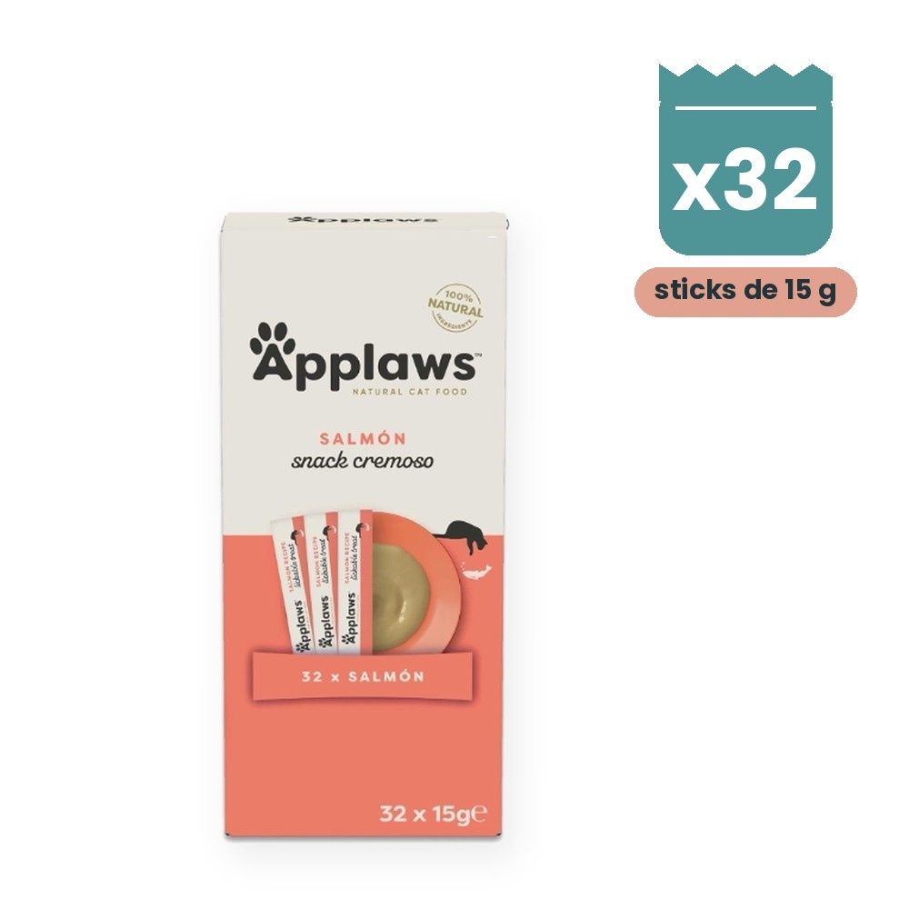 Applaws Snack Cremoso Salmón Para Gatos Pack 32 Sticks De 15 g