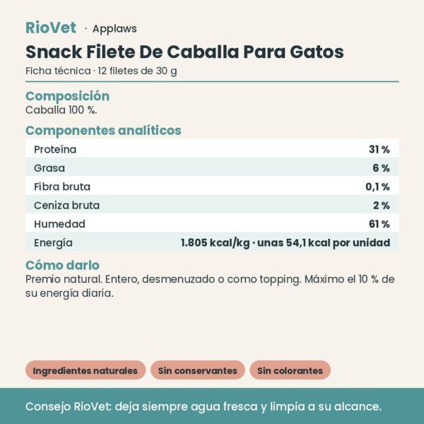 Applaws Snack Filete De Caballa Para Gatos Pack 12x30 g - ficha técnica