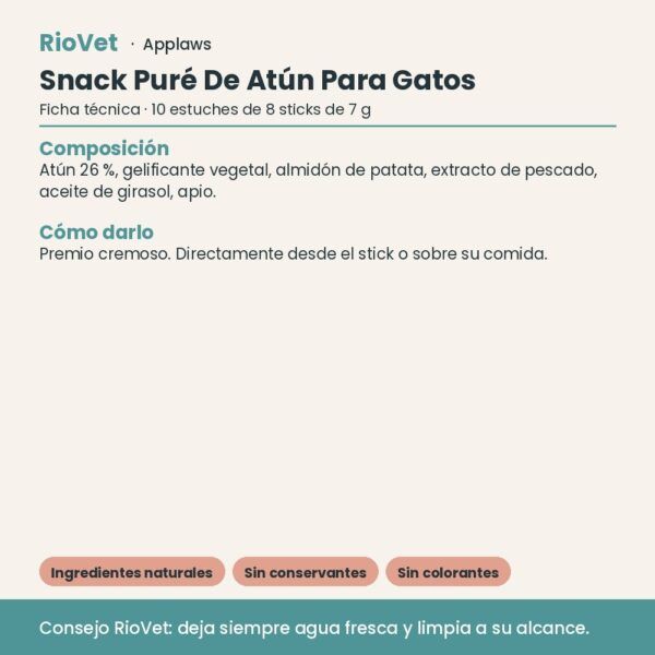 Applaws Snack Puré De Atún Para Gatos Pack 10x8x7 g - ficha técnica