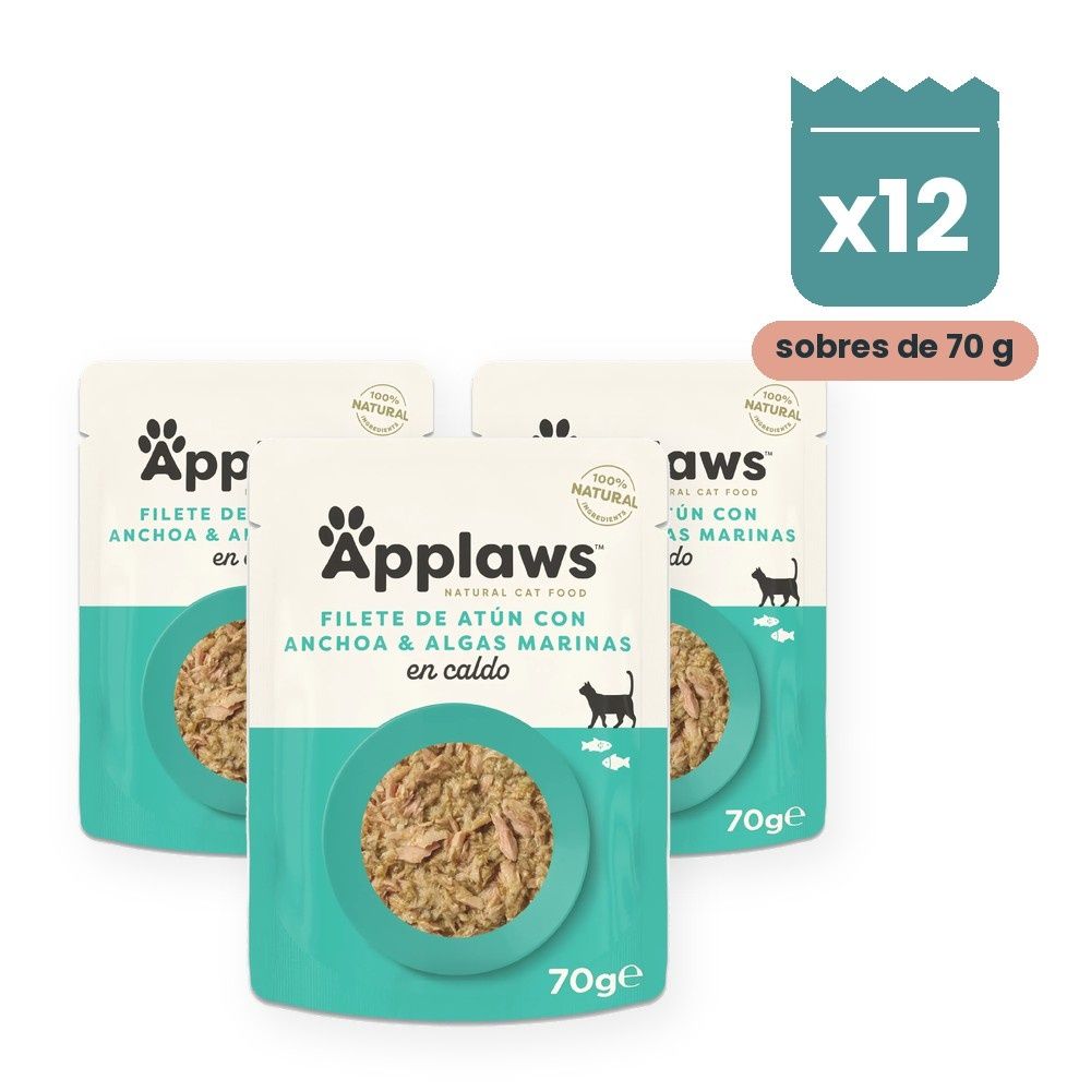 Applaws Sobres Atún Con Anchoa Y Algas En Caldo Para Gatos 12x70 g