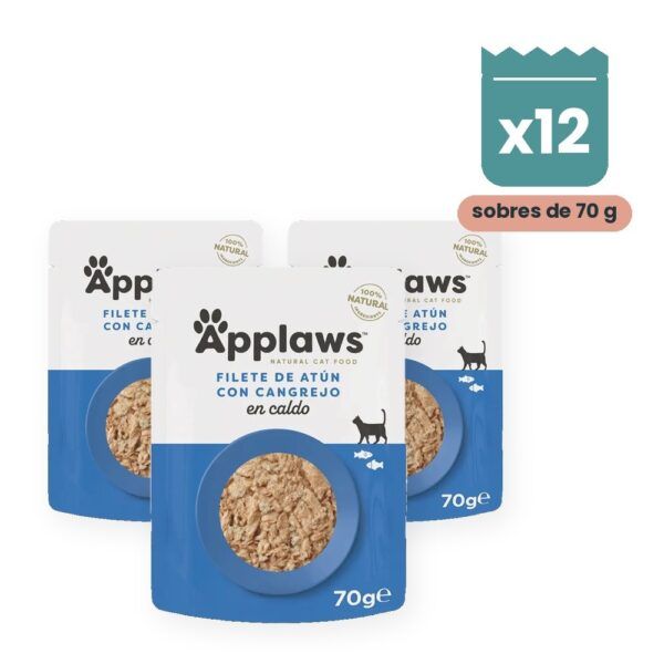 Applaws Sobres Atún Y Cangrejo En Caldo Para Gatos Pack 12x70 g