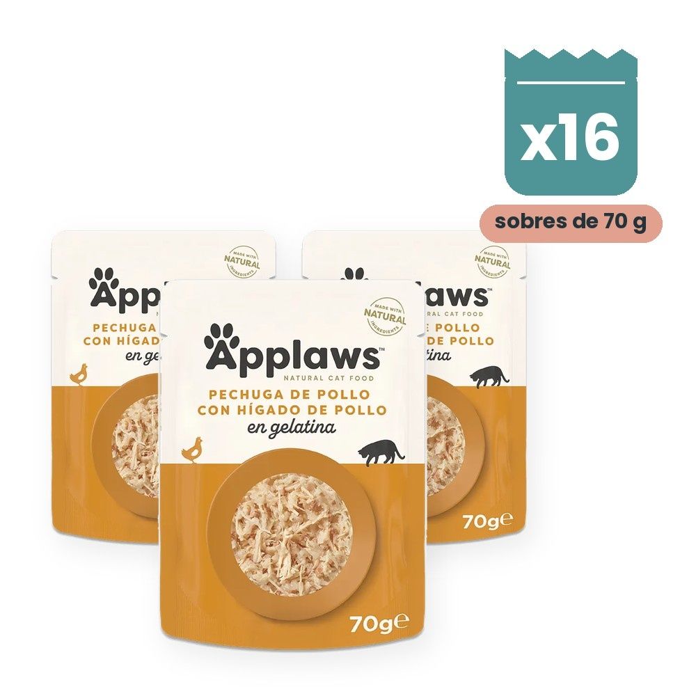 Applaws Sobres Pollo Con Hígado En Gelatina Para Gatos Pack 16x70 g