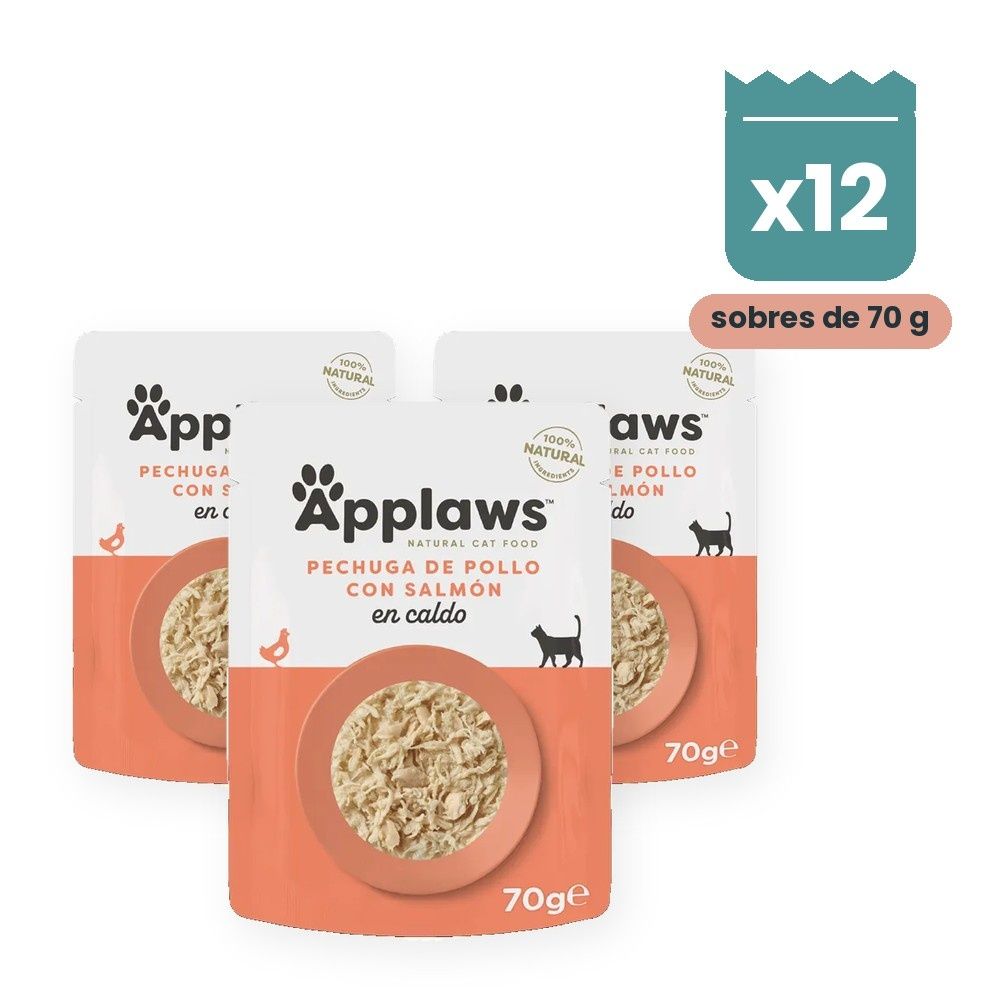 Applaws Sobres Pollo Con Salmón En Caldo Para Gatos Pack 12x70 g