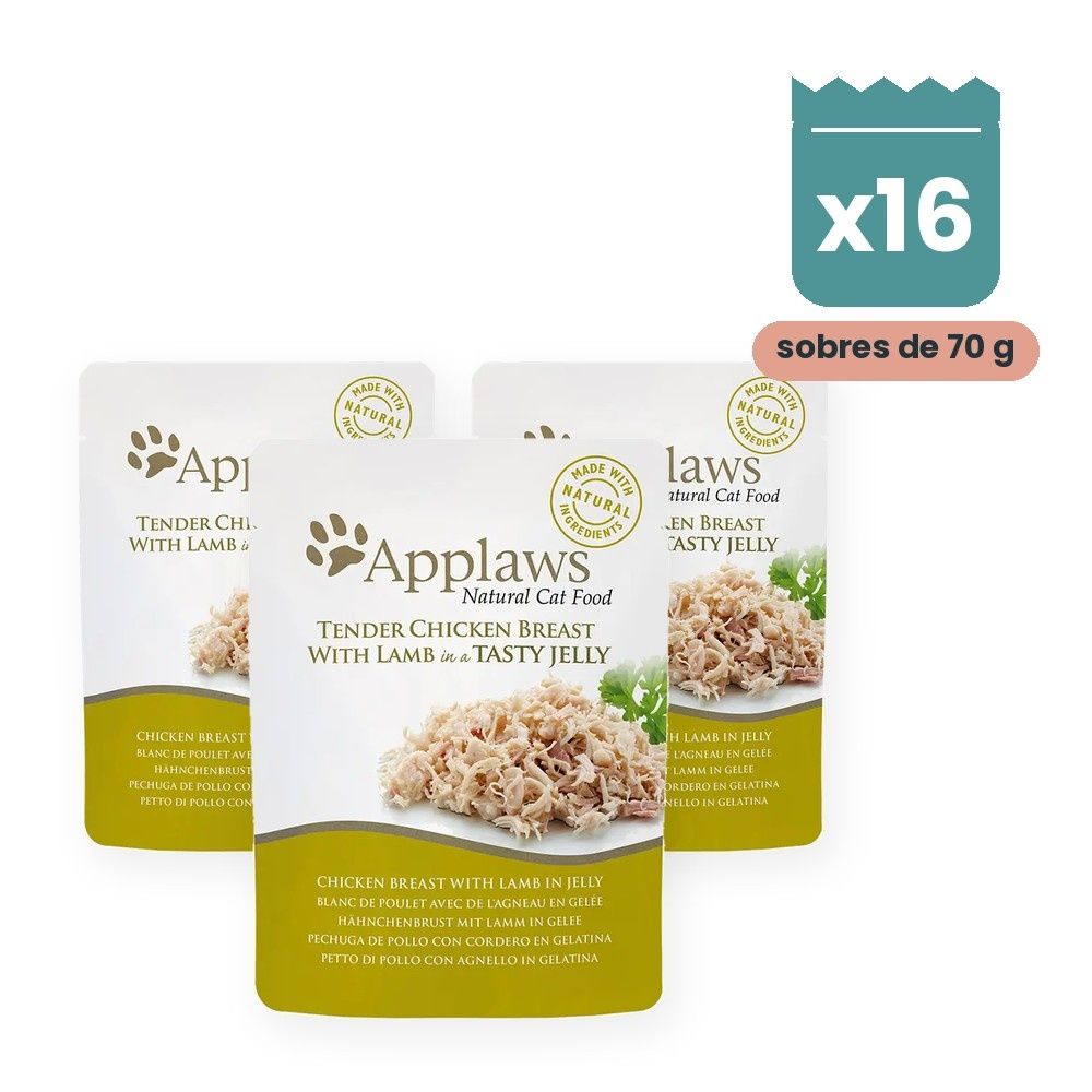Applaws Sobres Pollo Y Cordero En Gelatina Para Gatos Pack 16x70 g Applaws Sobres Pollo Y Cordero En Gelatina Para Gatos Pack 16x70 g