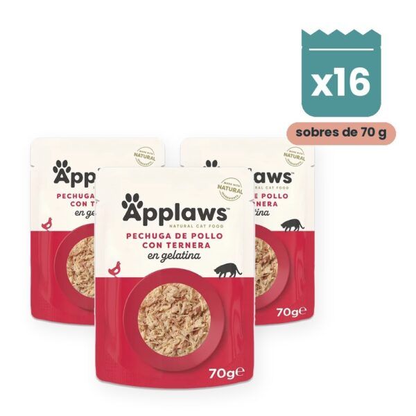 Applaws Sobres Pollo Y Ternera En Gelatina Para Gatos Pack 16x70 g