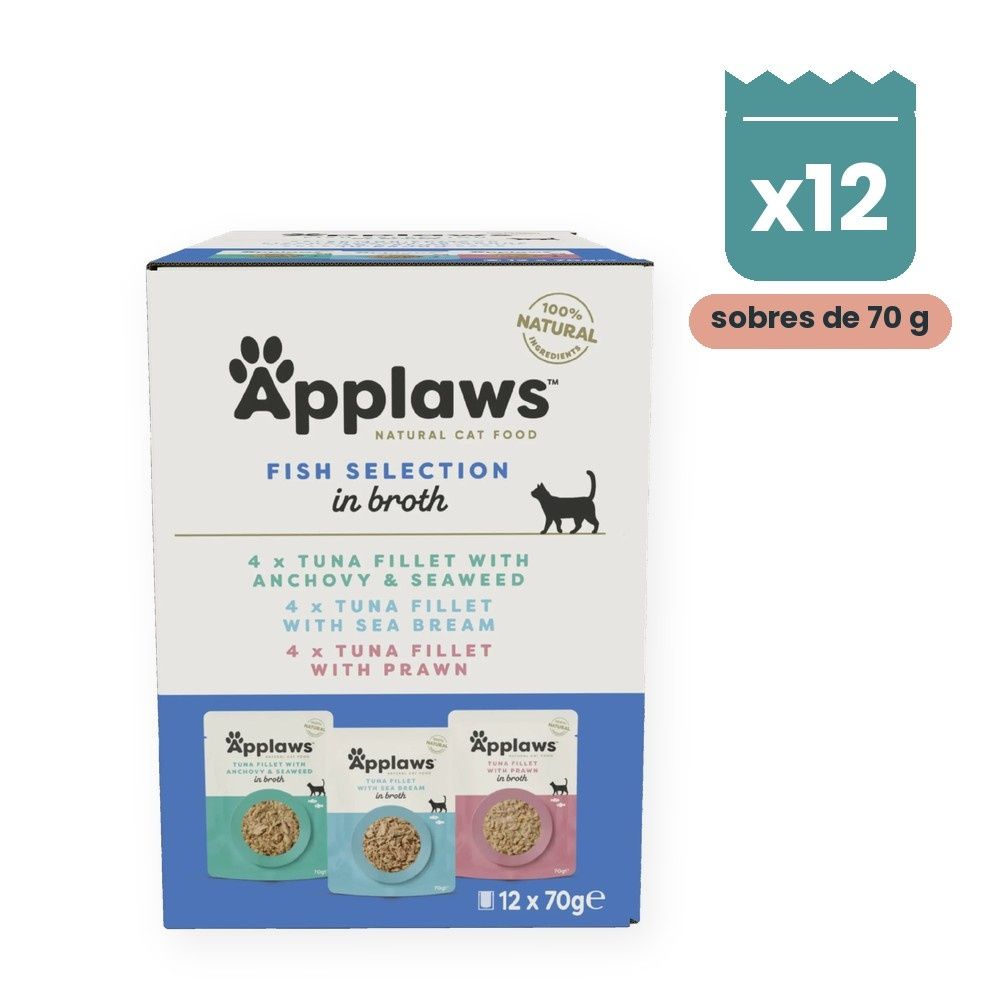 Applaws Sobres Selección De Pescado En Caldo Para Gatos Pack 12x70 g