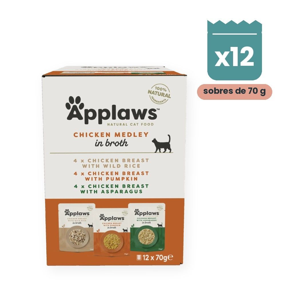 Applaws Sobres Selección De Pollo En Caldo Para Gatos Pack 12x70 g