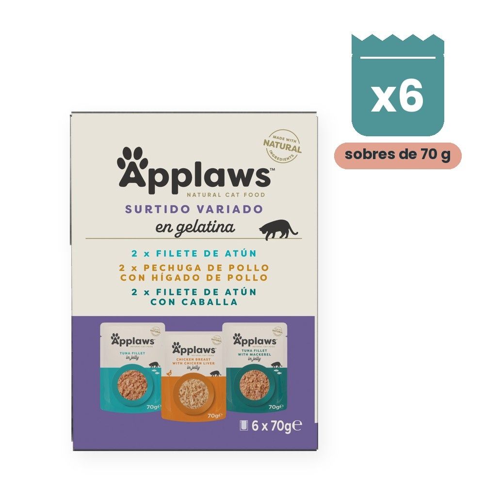 Applaws Sobres Surtido Variado En Gelatina Para Gatos Multipack 6x70 g