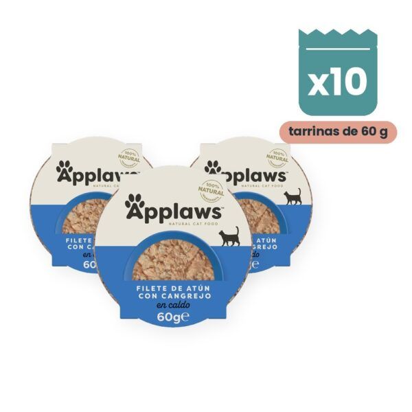 Applaws Tarrinas Atún Y Cangrejo En Caldo Para Gatos Pack 10x60 g