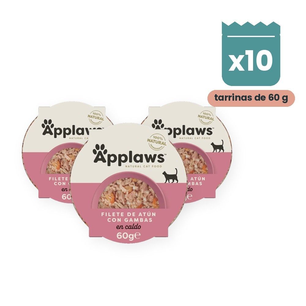 Applaws Tarrinas Atún Y Gambas En Caldo Para Gatos Pack 10x60 g