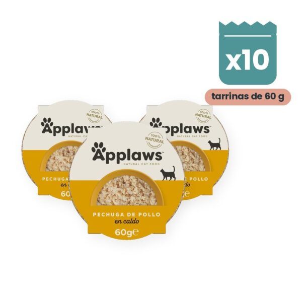 Applaws Tarrinas Pollo Y Arroz En Caldo Para Gatos Pack 10x60 g